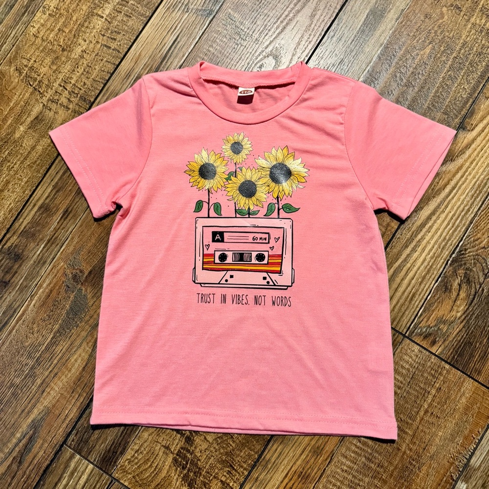 Pink Sunflower Graphic Kids T-Shirt